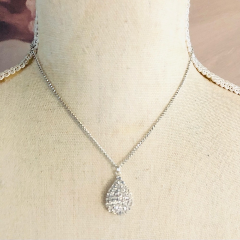 Vintage repurpose sparkle rhinestone pendant on chain necklace